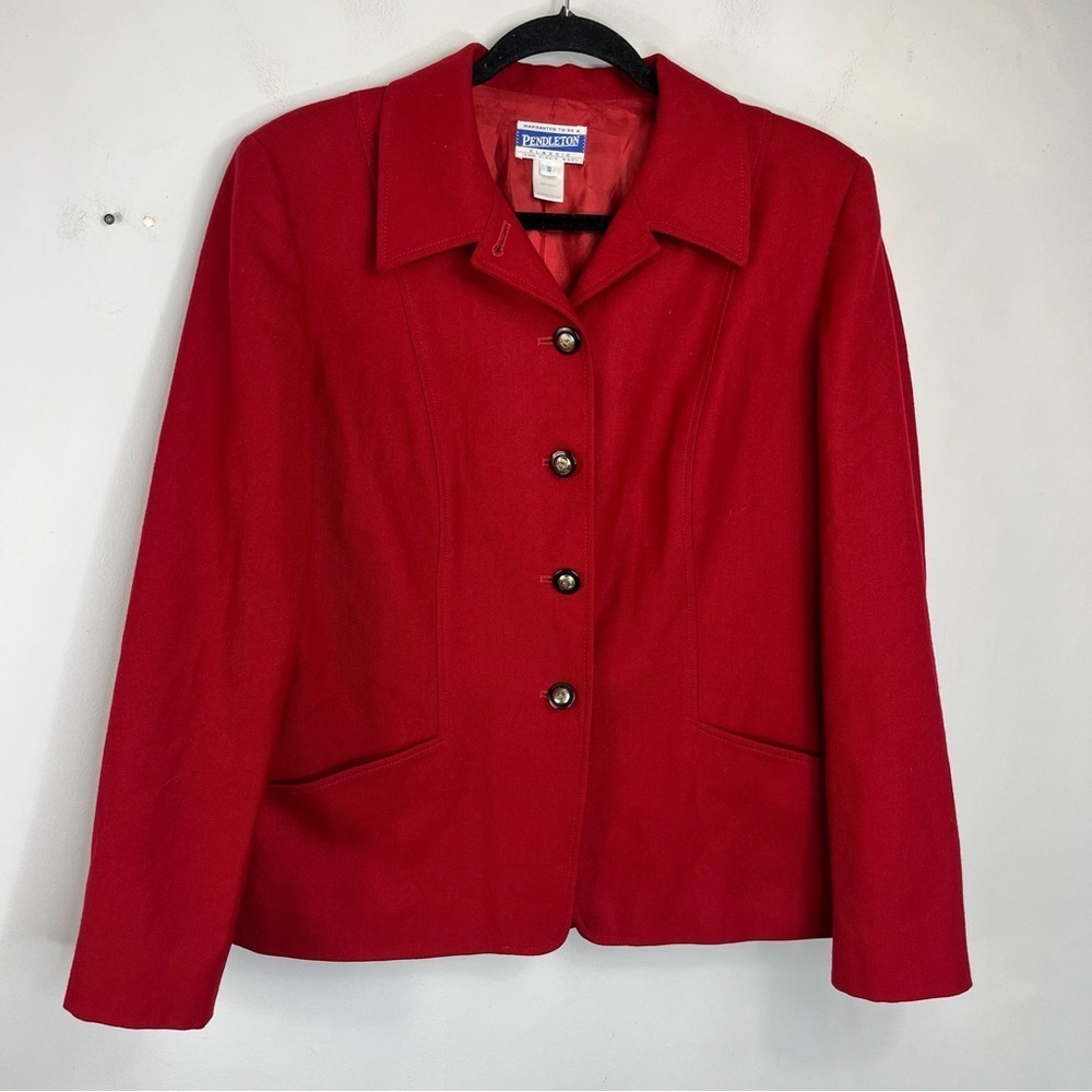 Pendleton Size 10 Wool Blazer Red 4-Button Hc - image 1
